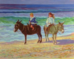 Deux enfants sur des ânes